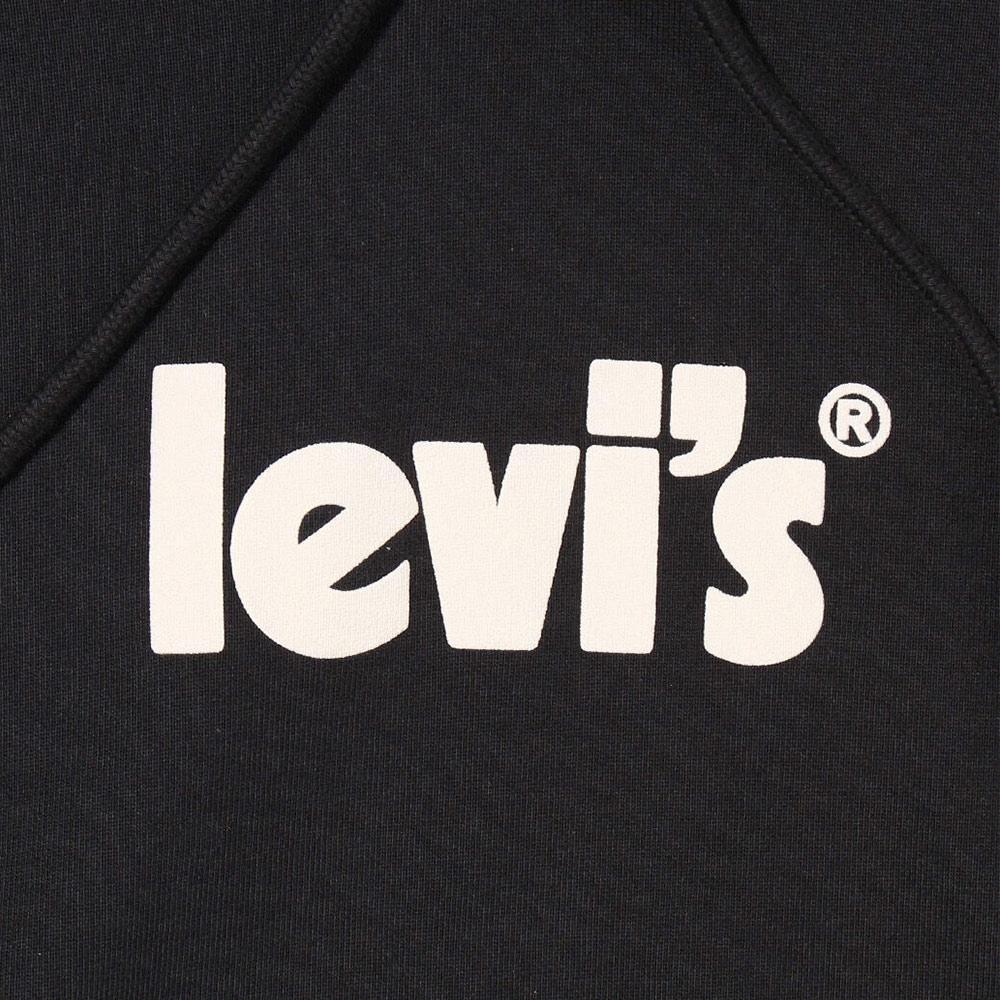 Levis 女款 口袋帽T 高密度膠印Logo 魚子黑 18487-0109🔥-細節圖2
