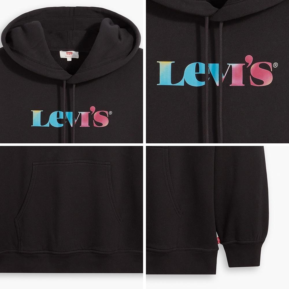 Levis 女款 口袋帽T 珍珠虹彩Logo 黑 34400-0012🔥-細節圖2