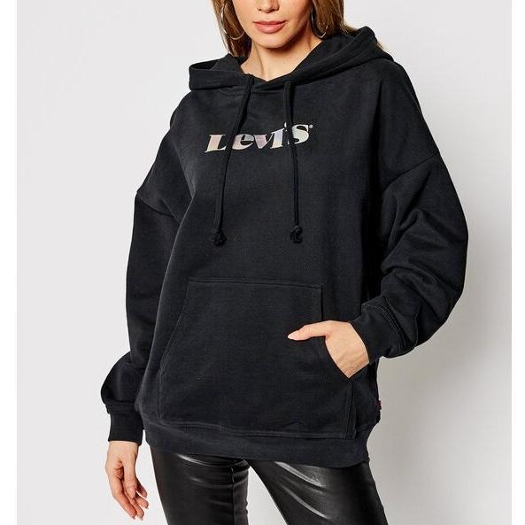 Levis 女款 口袋帽T 珍珠虹彩Logo 黑 34400-0012🔥-細節圖3