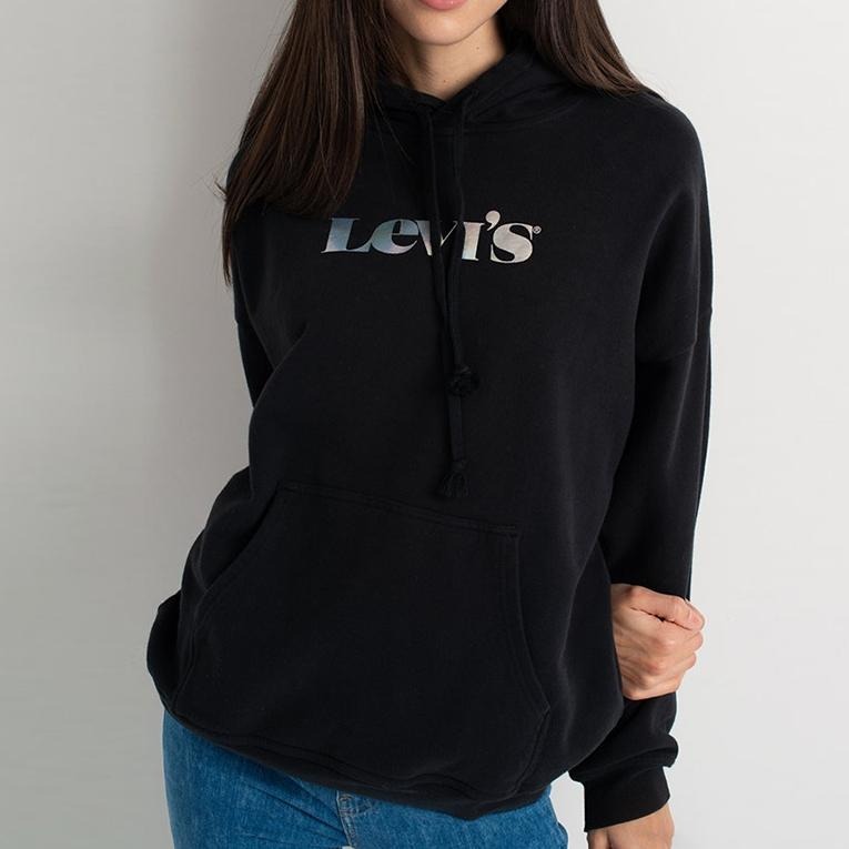 Levis 女款 口袋帽T 珍珠虹彩Logo 黑 34400-0012🔥-細節圖7