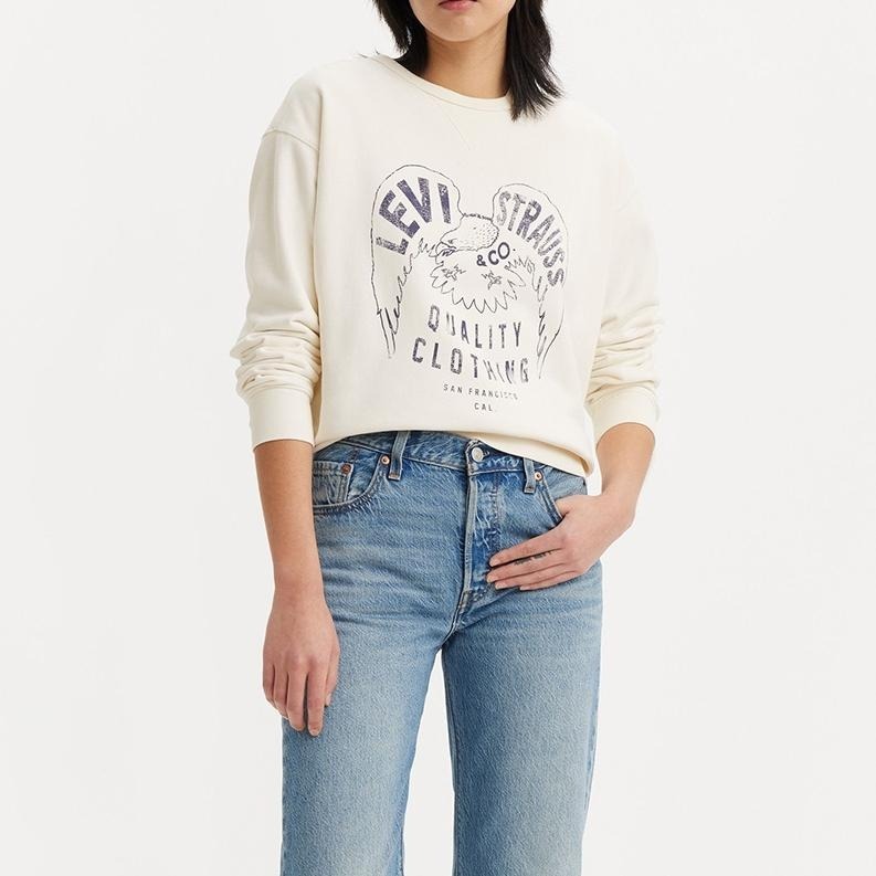 Levis 女款 大學T 美式休閒印花 米白 A7288-0012-細節圖6