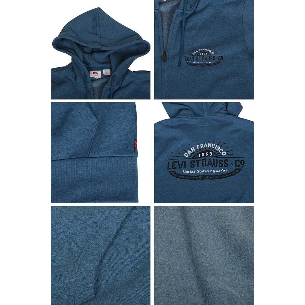 Levis 男款 連帽外套 復古簡寫爆裂紋Logo 青藍 19625-0002🔥-細節圖2