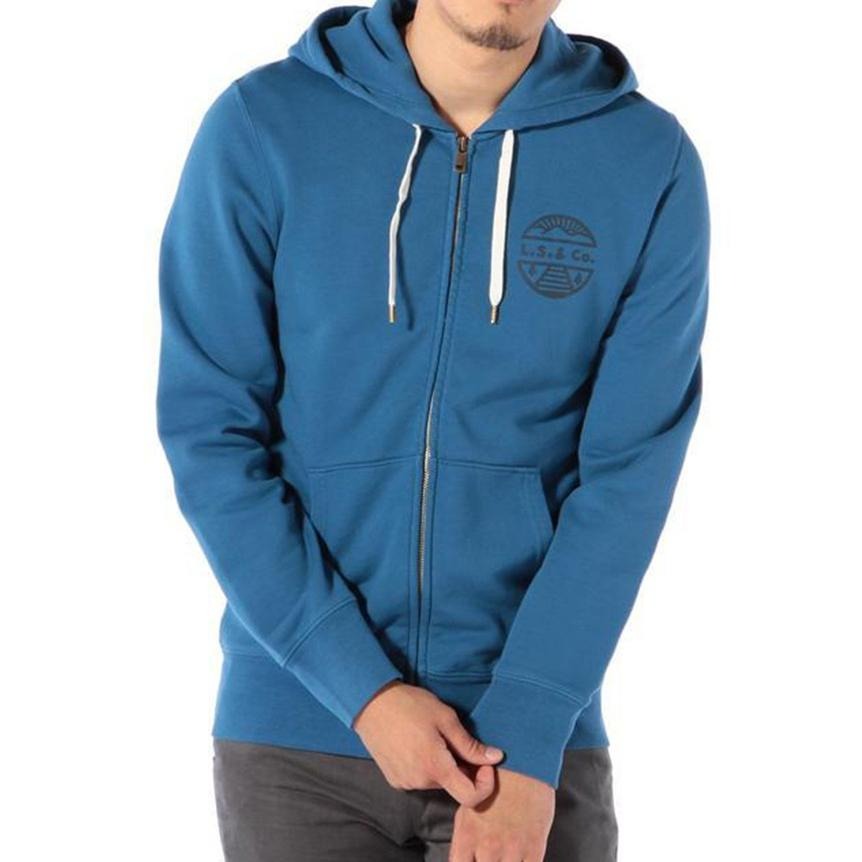 Levis 男款 連帽外套 復古簡寫爆裂紋Logo 青藍 19493-0000🔥-細節圖2