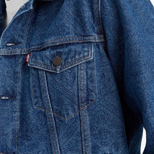 Levis 男款 Type III 牛仔外套 提花壓印 深藍水洗 72334-0408-細節圖4
