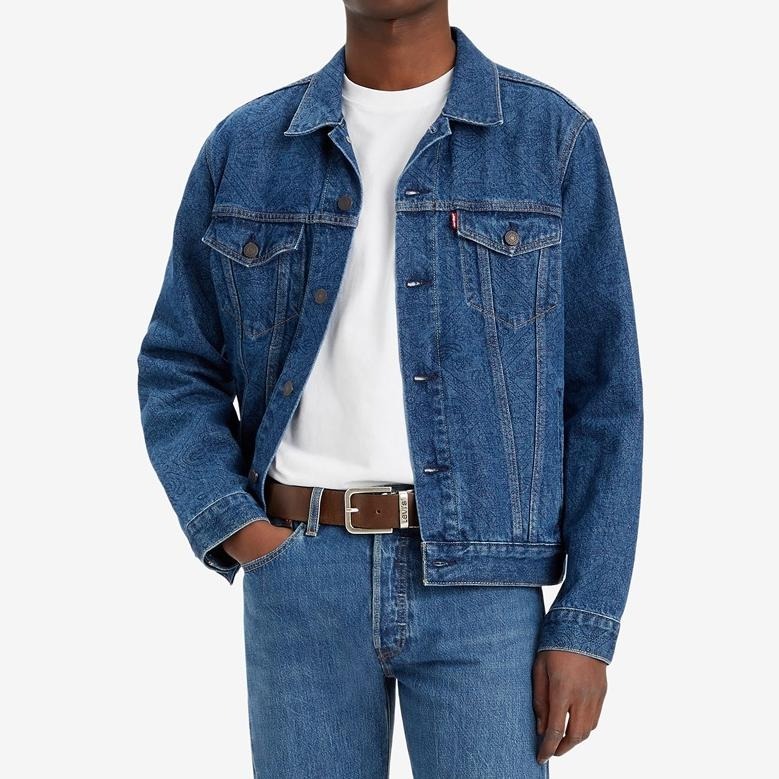 Levis 男款 Type III 牛仔外套 提花壓印 深藍水洗 72334-0408-細節圖7