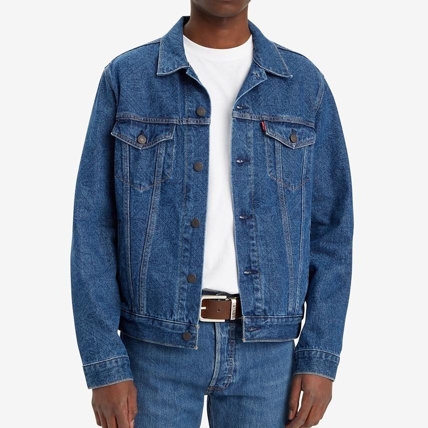 Levis 男款 Type III 牛仔外套 提花壓印 深藍水洗 72334-0408-細節圖8