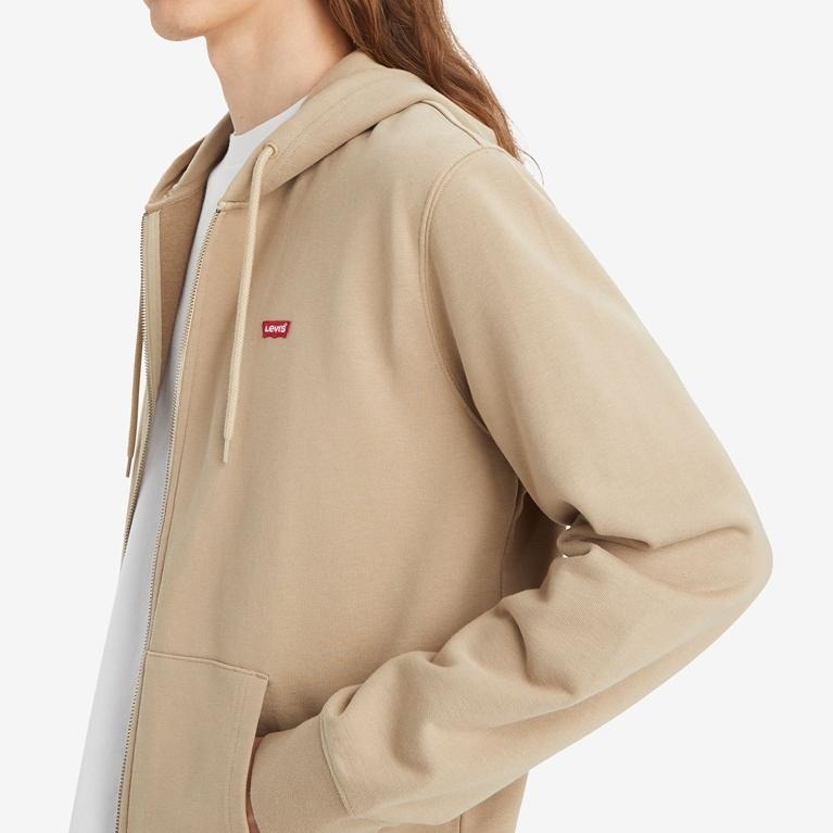 Levis 男款 連帽外套 迷你刺繡Batwing LOGO 棕色 34584-0032-細節圖5