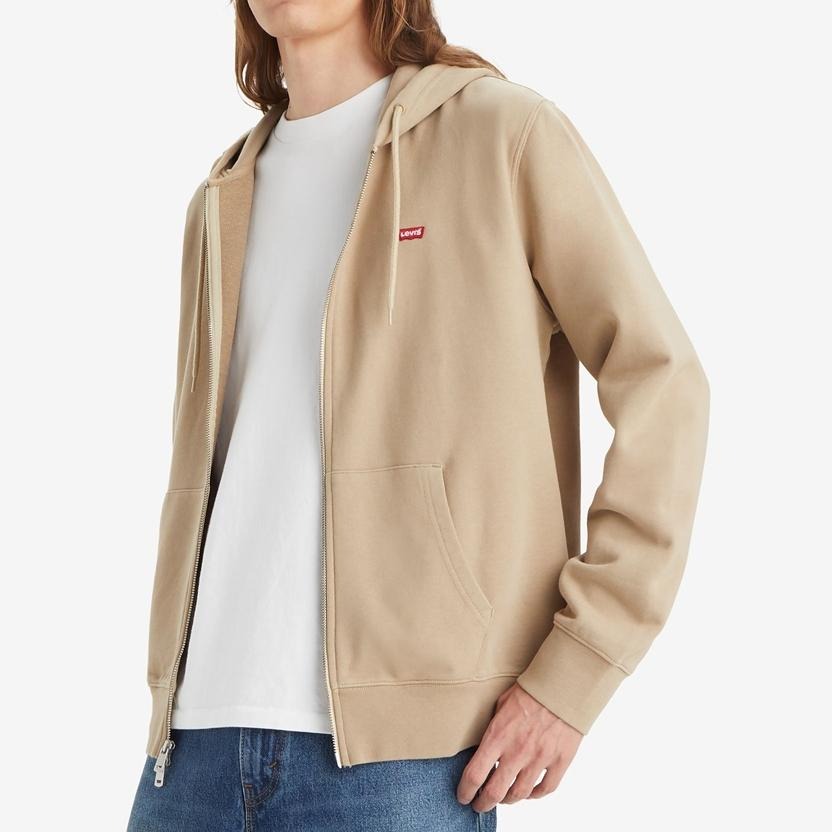 Levis 男款 連帽外套 迷你刺繡Batwing LOGO 棕色 34584-0032-細節圖6