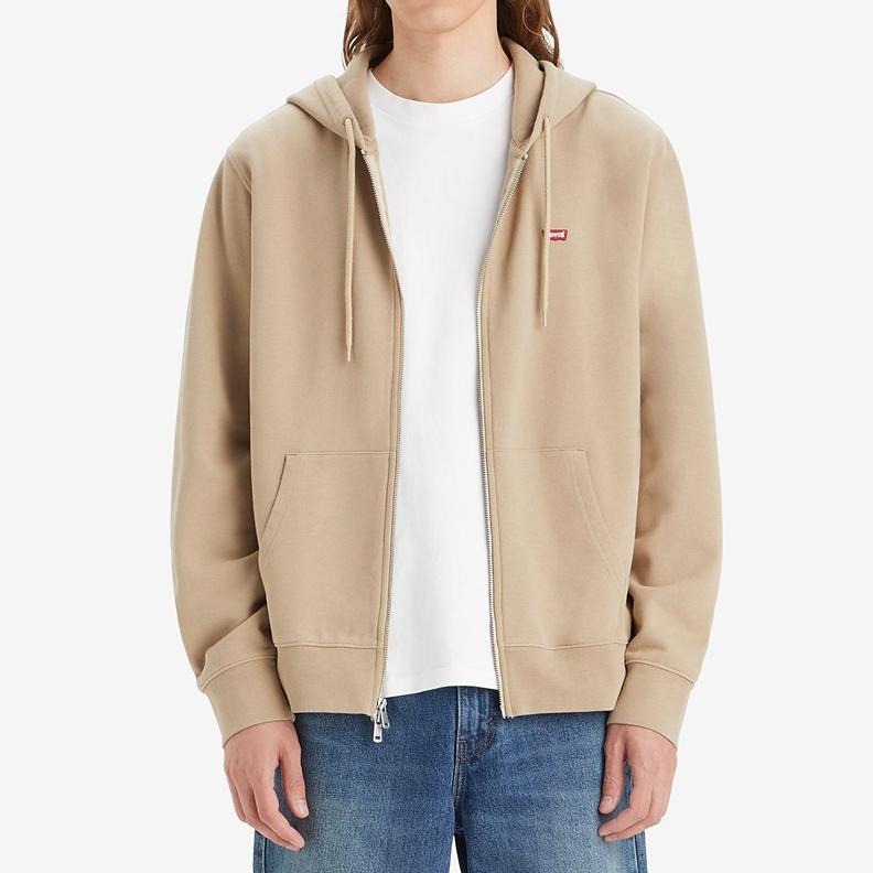 Levis 男款 連帽外套 迷你刺繡Batwing LOGO 棕色 34584-0032-細節圖7