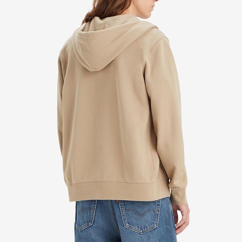 Levis 男款 連帽外套 迷你刺繡Batwing LOGO 棕色 34584-0032-細節圖8
