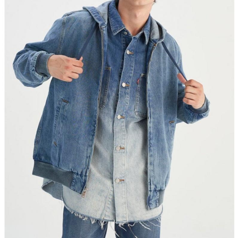 Levis 男款 牛仔連帽外套 中藍水洗 0017J-0000-細節圖5