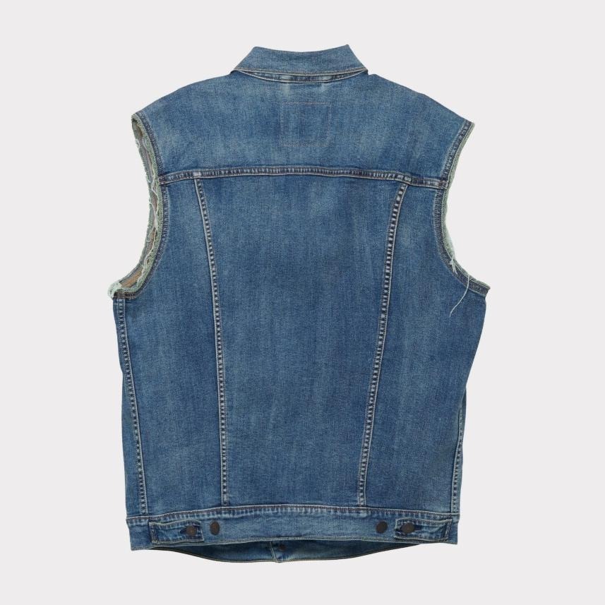 Levis 男款 牛仔背心 涼感丹寧 深藍水洗 003YR-0000-細節圖2