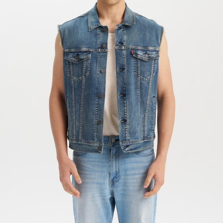 Levis 男款 牛仔背心 涼感丹寧 深藍水洗 003YR-0000-細節圖7