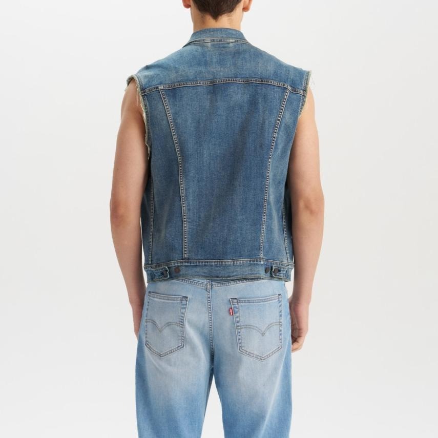 Levis 男款 牛仔背心 涼感丹寧 深藍水洗 003YR-0000-細節圖9