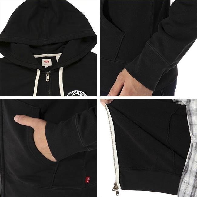 Levis 男款 連帽外套 復古簡寫爆裂紋Logo 純黑 19493-0001🔥-細節圖8