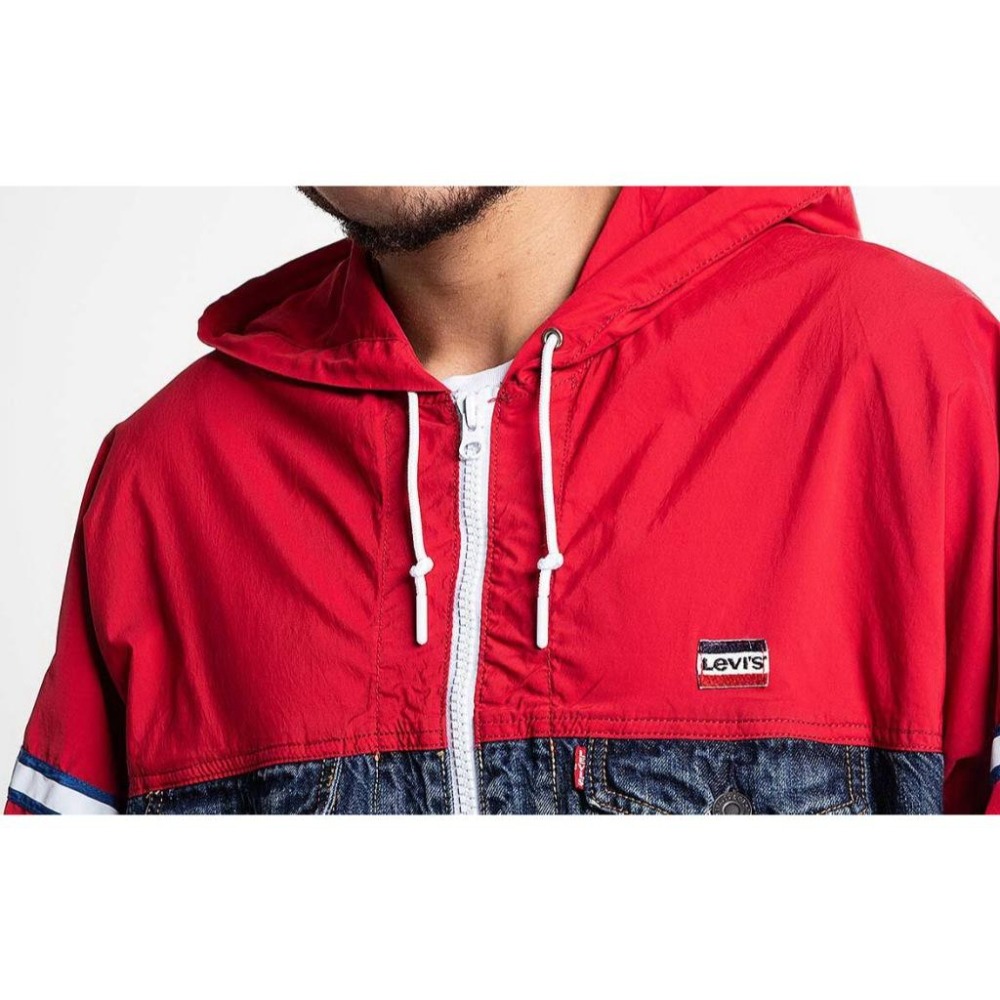 Levis 男款 風衣連帽外套 異材質拼接 Logo布章 67762-0000🔥-細節圖2