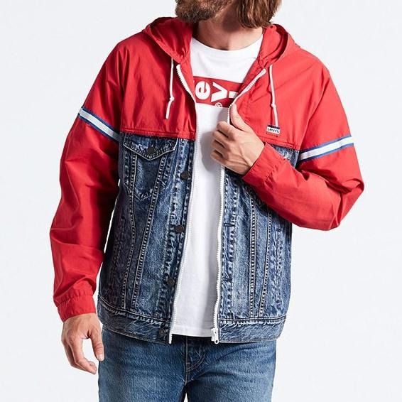 Levis 男款 風衣連帽外套 異材質拼接 Logo布章 67762-0000🔥-細節圖5