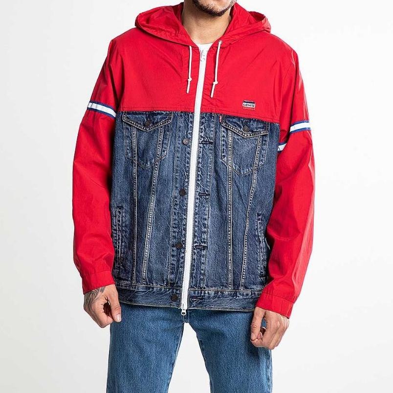Levis 男款 風衣連帽外套 異材質拼接 Logo布章 67762-0000🔥-細節圖6