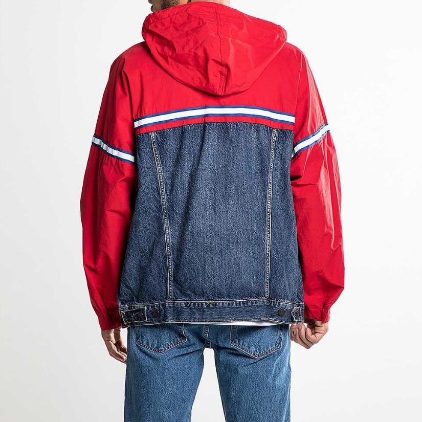Levis 男款 風衣連帽外套 異材質拼接 Logo布章 67762-0000🔥-細節圖7