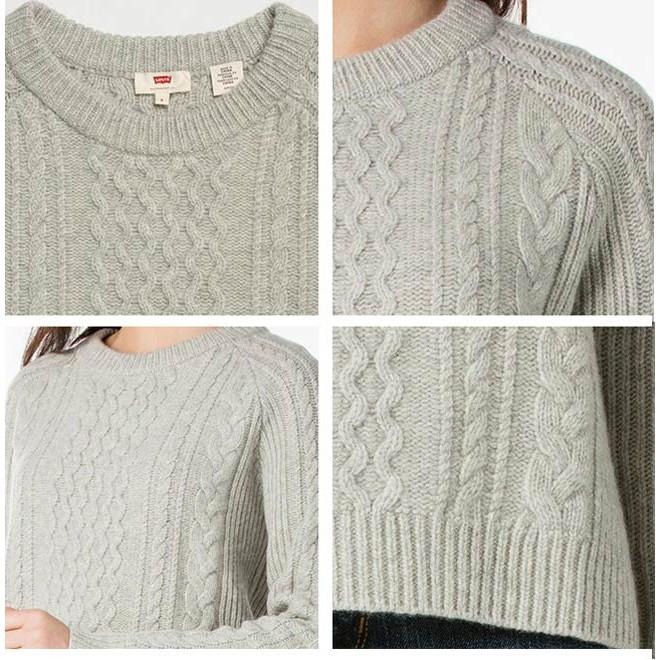 Levis 女款 羊毛毛衣 長袖上衣 麻花灰 26845-0000🔥-細節圖3