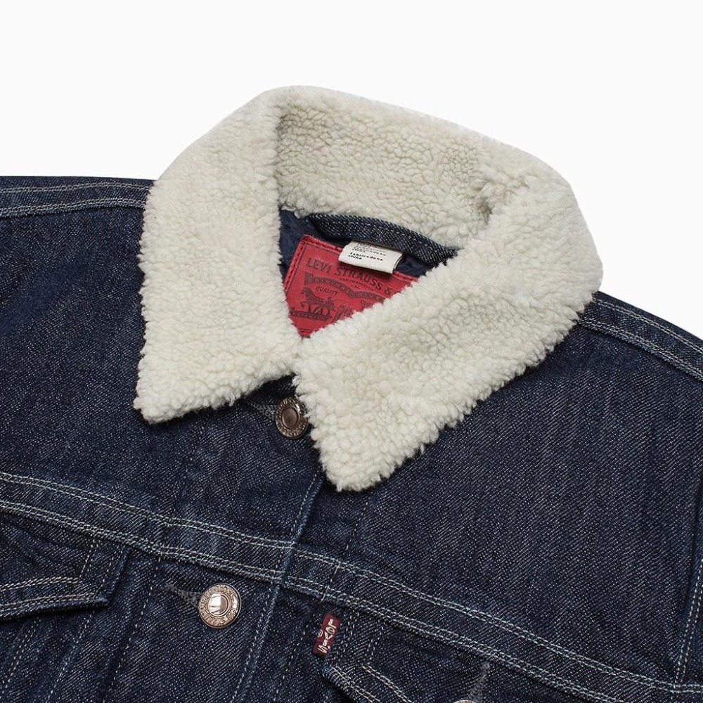 Levis 女款 牛仔外套 毛領設計 原色深藍 16351-0001🔥-細節圖3
