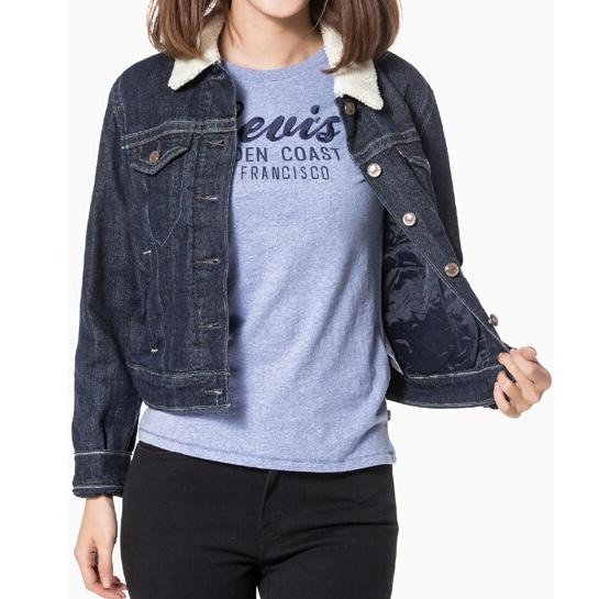 Levis 女款 牛仔外套 毛領設計 原色深藍 16351-0001🔥-細節圖6