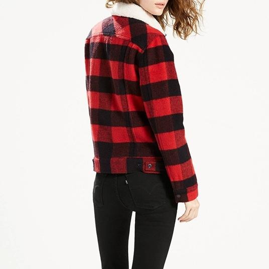 Levis 女款 羊毛外套 Sherpa棉花絨 黑紅格紋 28209-0000🔥-細節圖7