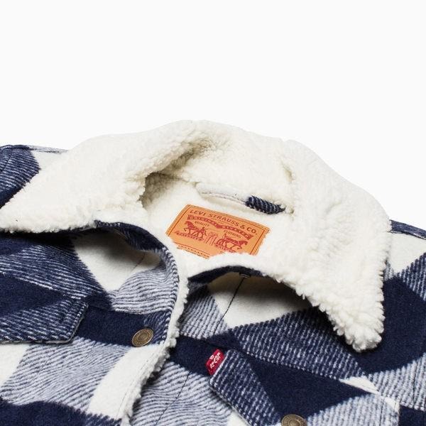 Levis 女款 羊毛外套 Sherpa棉花絨 藍白格紋 28209-0001🔥-細節圖4