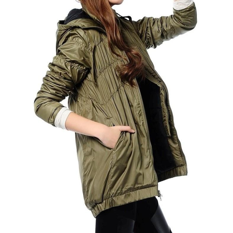 Levis 女款 長版大衣 風衣鋪棉外套 連帽外套 軍綠 71880-0001🔥-細節圖2