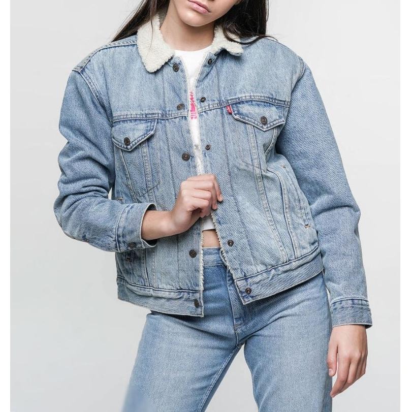 Levis 女款 牛仔外套 Sherpa棉花絨 淺藍水洗 36137-0026🔥-細節圖3