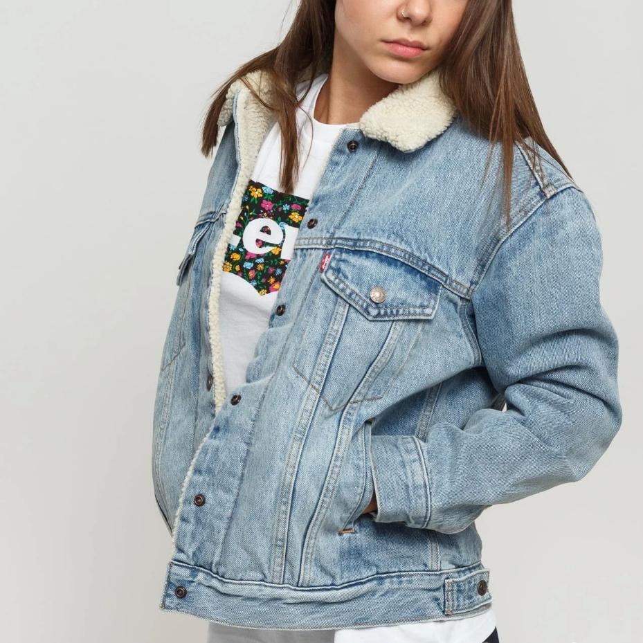 Levis 女款 牛仔外套 Sherpa棉花絨 淺藍水洗 36137-0026🔥-細節圖9