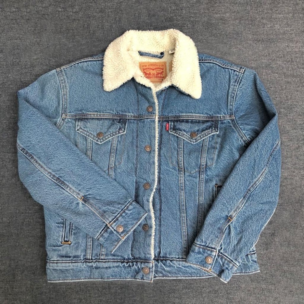Levis 女款 牛仔外套 Sherpa棉花絨 中藍水洗 36137-0018🔥-細節圖2