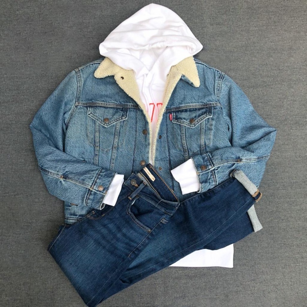 Levis 女款 牛仔外套 Sherpa棉花絨 中藍水洗 36137-0018🔥-細節圖3