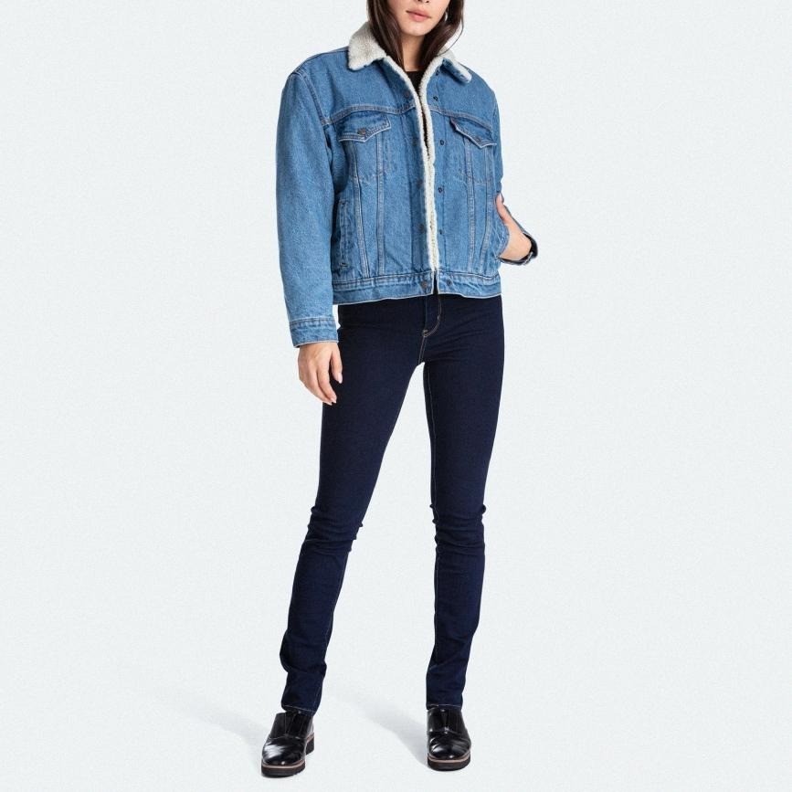 Levis 女款 牛仔外套 Sherpa棉花絨 中藍水洗 36137-0018🔥-細節圖6