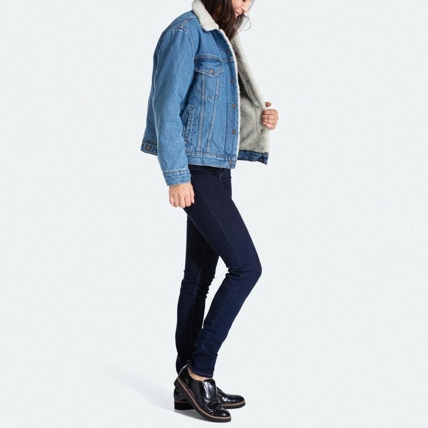 Levis 女款 牛仔外套 Sherpa棉花絨 中藍水洗 36137-0018🔥-細節圖7