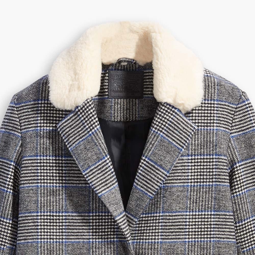 Levis 女款 長版羊毛大衣 復古格紋 Sherpa棉花絨領 75657-0002🔥-細節圖2