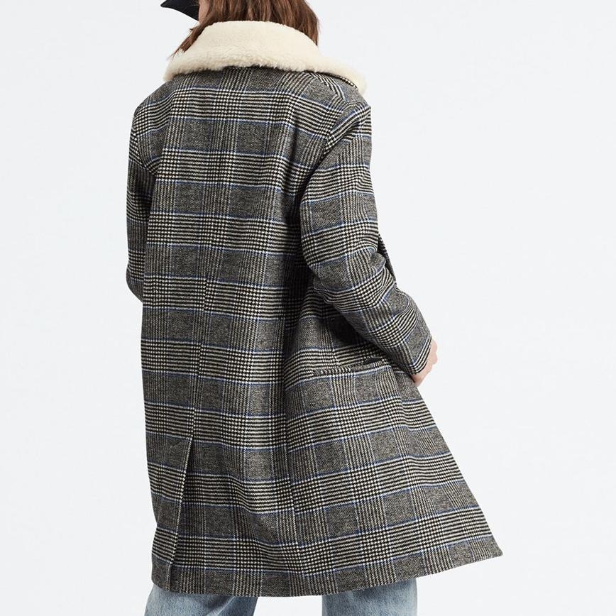 Levis 女款 長版羊毛大衣 復古格紋 Sherpa棉花絨領 75657-0002🔥-細節圖4