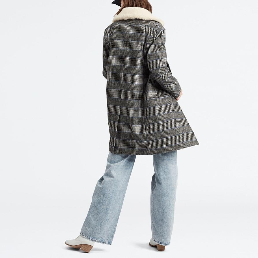 Levis 女款 長版羊毛大衣 復古格紋 Sherpa棉花絨領 75657-0002🔥-細節圖6