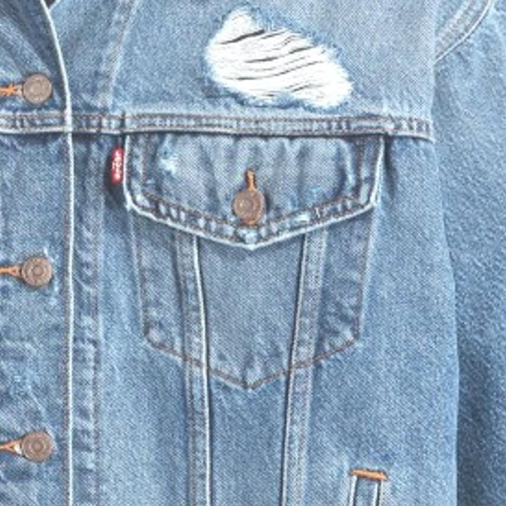 Levis 女款 90年古著牛仔外套 精工破壞工藝 淺藍色 A1743-0038-細節圖2
