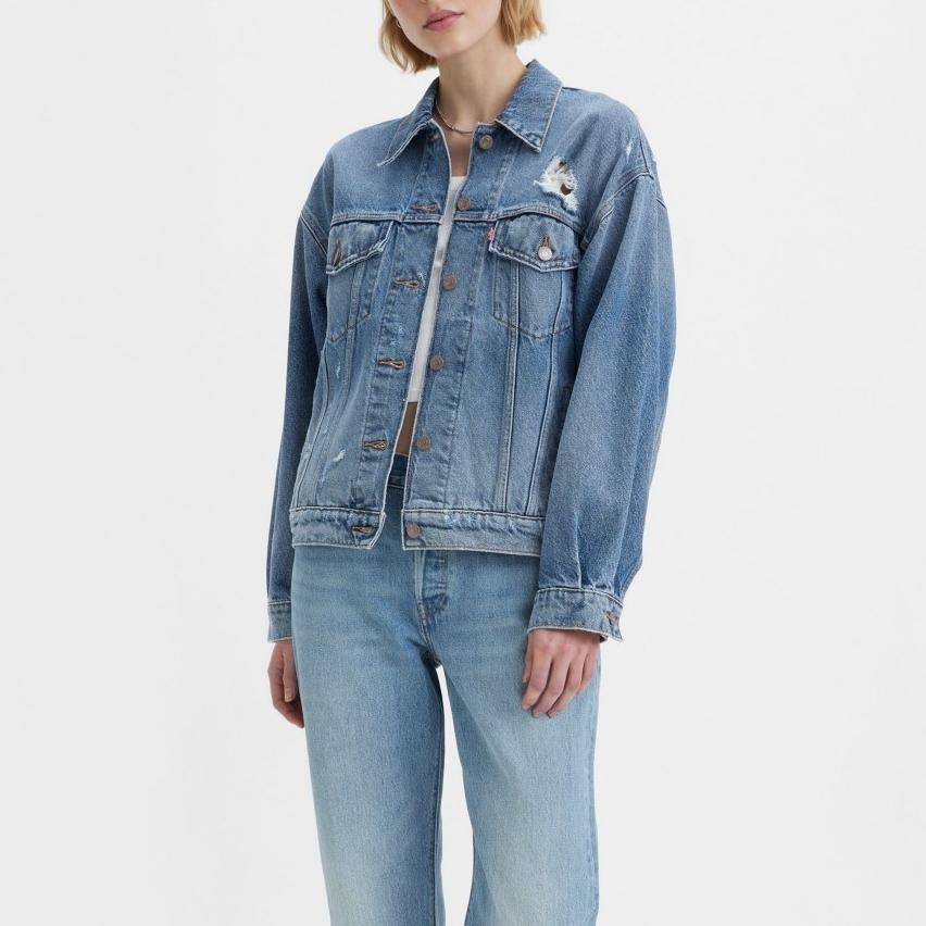 Levis 女款 90年古著牛仔外套 精工破壞工藝 淺藍色 A1743-0038-細節圖7