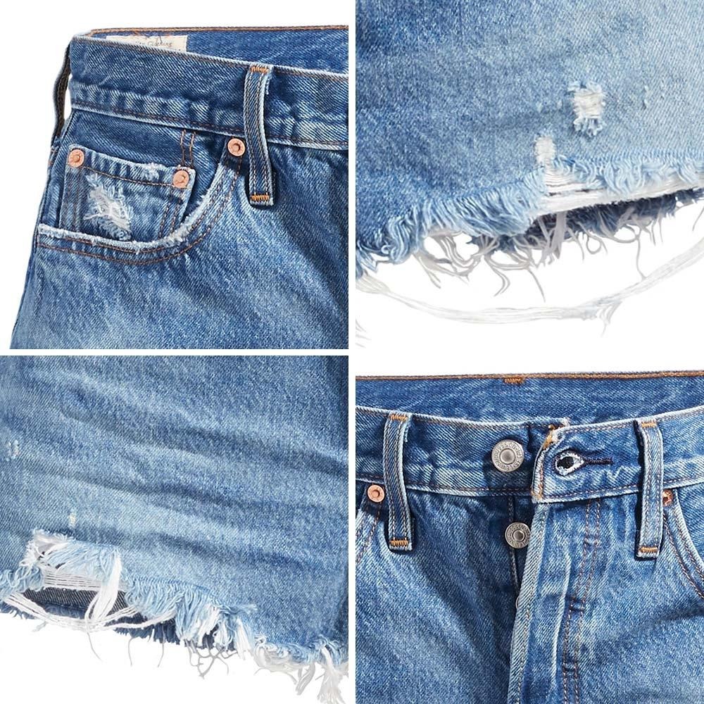 Levis 女款 501 排扣牛仔短褲 淺藍水洗 56327-0081🔥-細節圖2