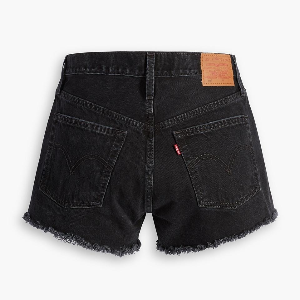 Levis 女款 501 排扣牛仔短褲 精工不規則黑魂刷破工藝 56327-0318-細節圖2