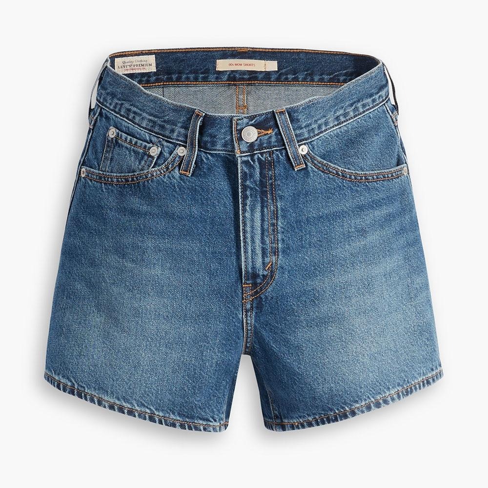 Levis 女款 80年高腰闊腿短褲 精工中藍染水洗 A4695-0003-細節圖5
