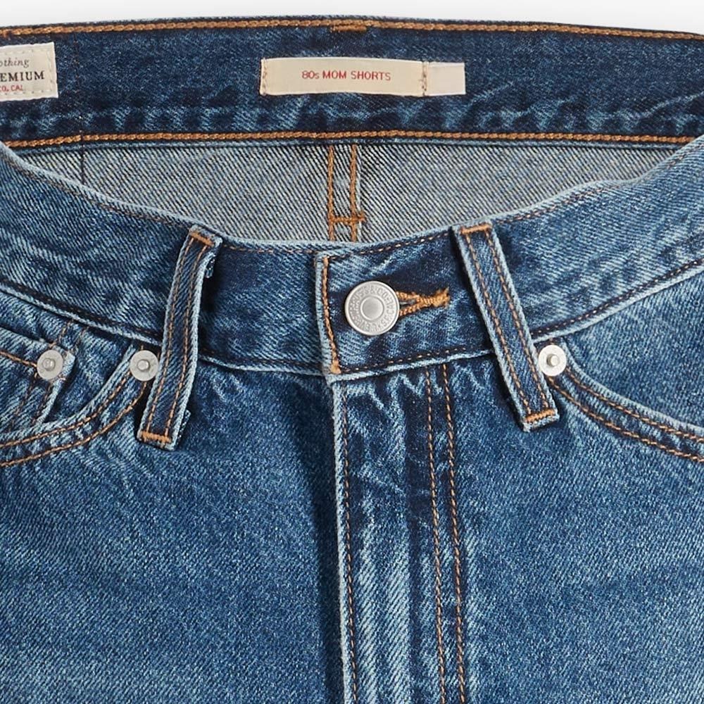 Levis 女款 80年高腰闊腿短褲 精工中藍染水洗 A4695-0003-細節圖7