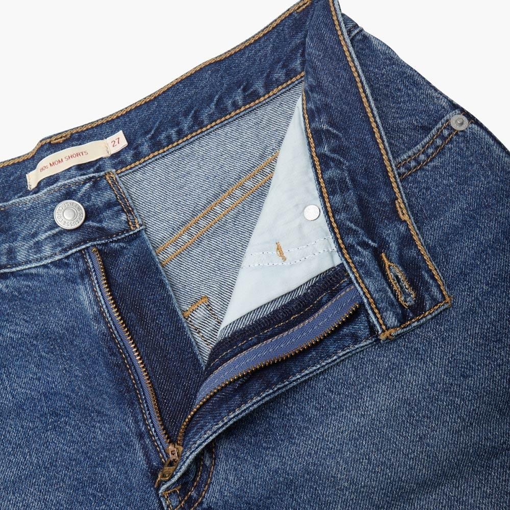 Levis 女款 80年高腰闊腿短褲 精工中藍染水洗 A4695-0003-細節圖8