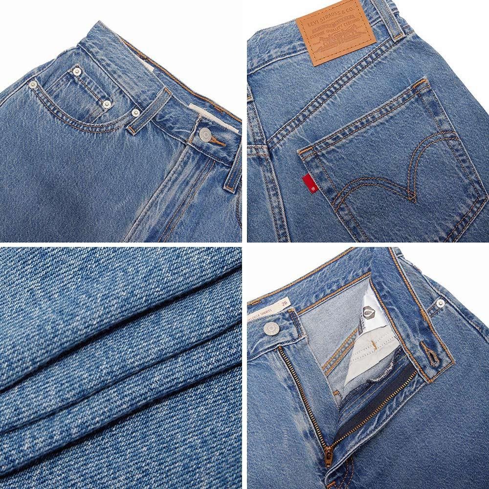 Levis 女款 復古超高腰牛仔闊腿短褲 精工中藍染水洗 39451-0002🔥-細節圖3