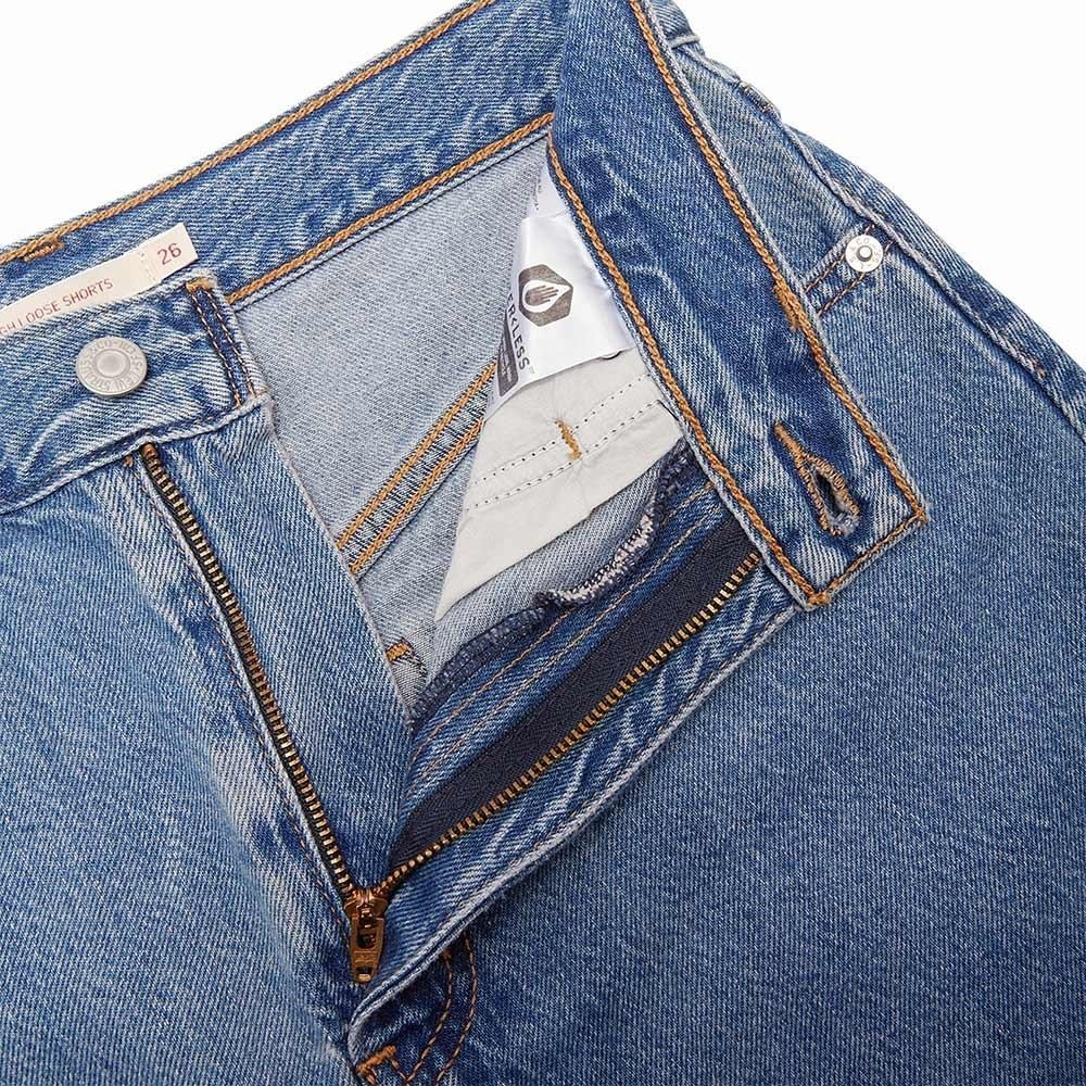 Levis 女款 復古超高腰牛仔闊腿短褲 精工中藍染水洗 39451-0002🔥-細節圖5
