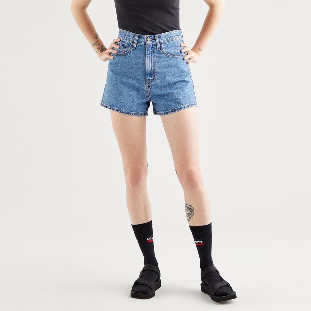 Levis 女款 復古超高腰牛仔闊腿短褲 精工中藍染水洗 39451-0002🔥-細節圖9