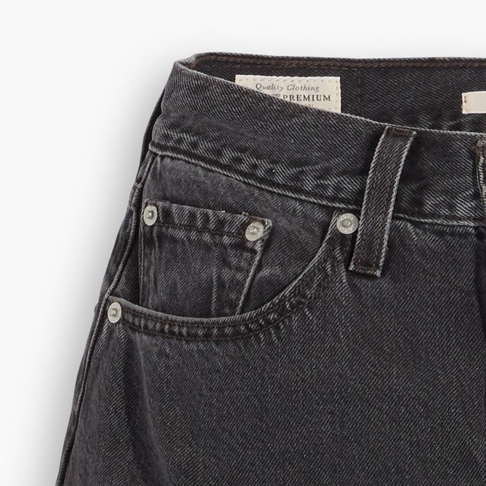 Levis 女款 High Loose 復古超高腰牛仔闊腿短褲 黑灰水洗 39451-0008-細節圖2