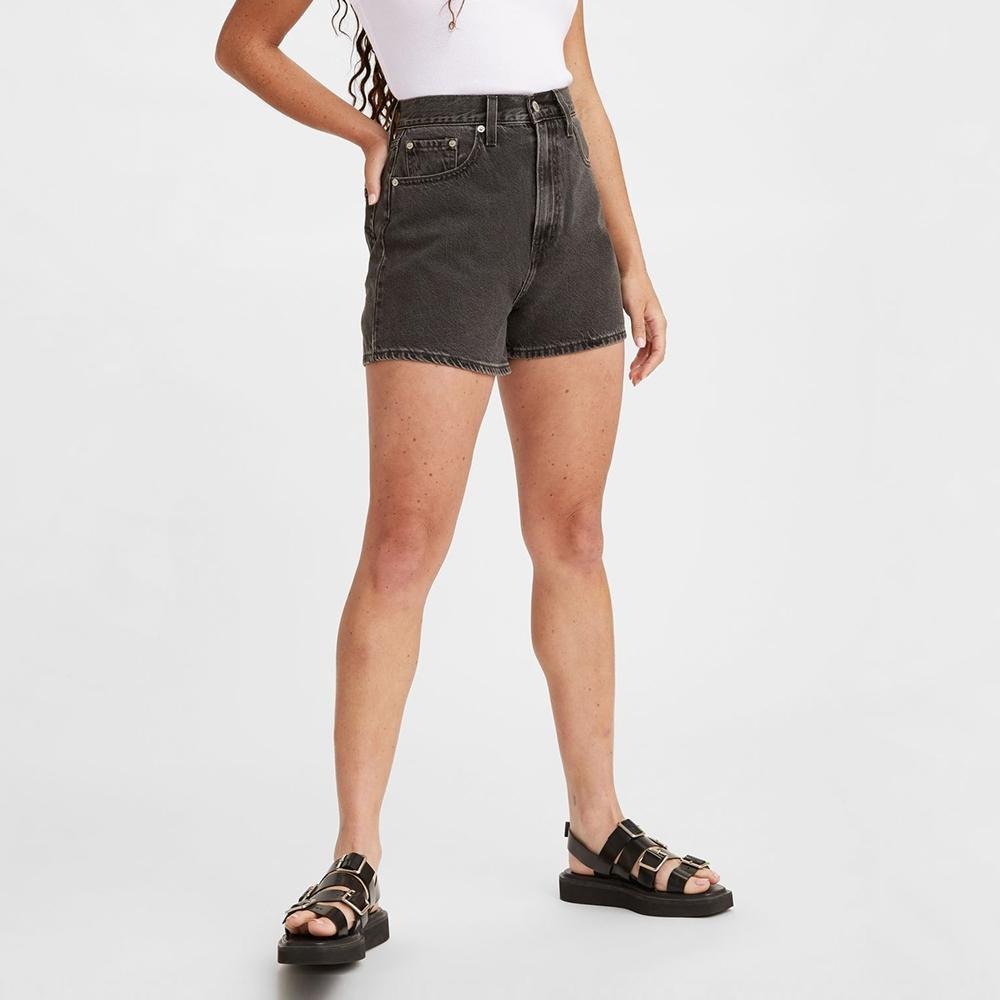 Levis 女款 High Loose 復古超高腰牛仔闊腿短褲 黑灰水洗 39451-0008-細節圖7